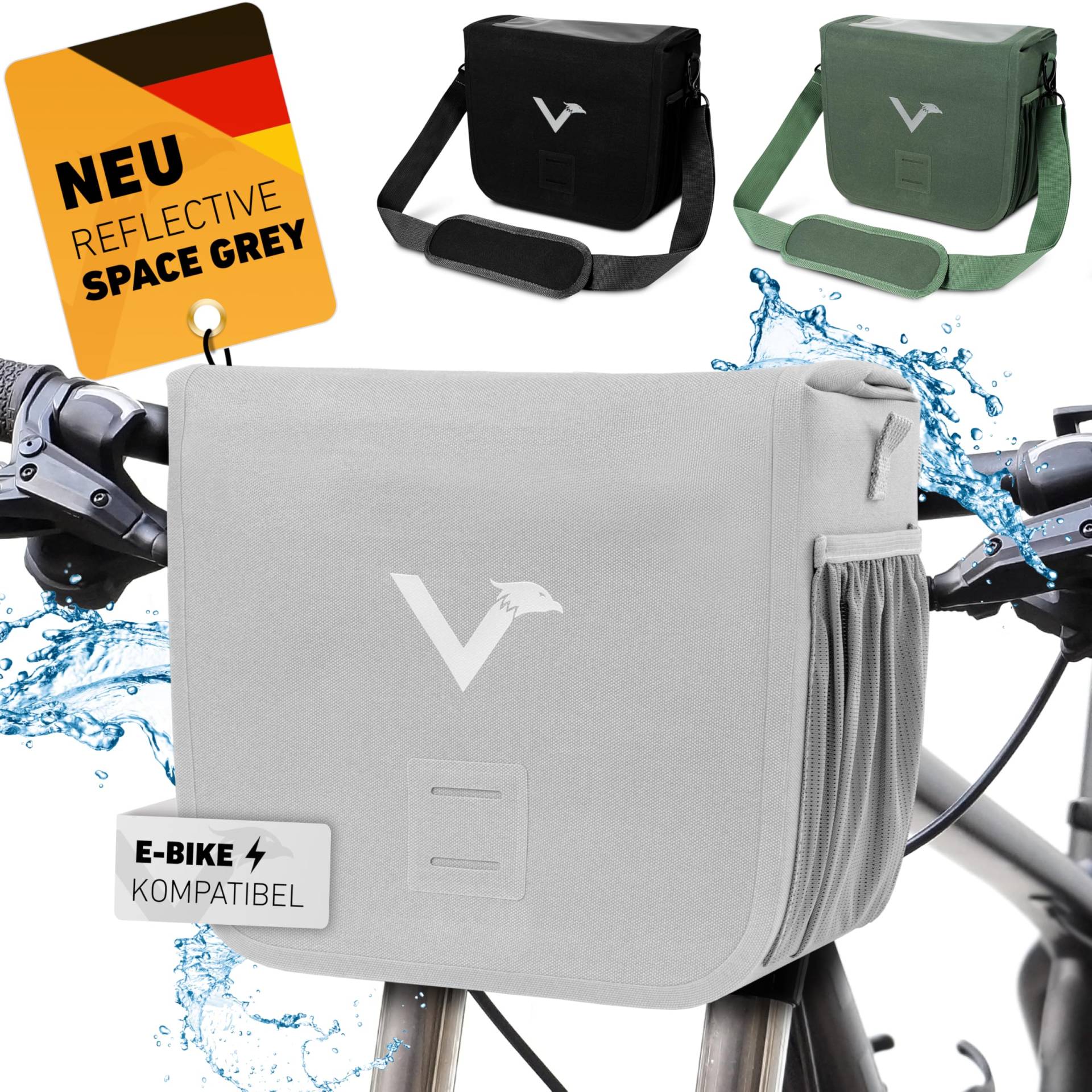 Valkental® x KLICKfix® - wasserdichte Lenkertasche | 7L Volumen | Robuste Fahrradtasche Lenker mit Magnetverschluss | Inkl. Handyfach | Lenkertasche Fahrrad | Lenkertasche Ebike | KLICKfix kompatibel von Valkental