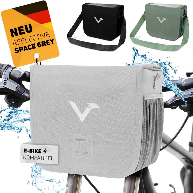 Valkental® wasserdichte Lenkertasche KLICKfix kompatibel [100% Wasserdicht] 7L Volumen | Reflektierende Fahrradtasche Lenker mit Magnetverschluss | Inkl. Handyfach | Lenkertasche Fahrrad KLICKfix von Valkental