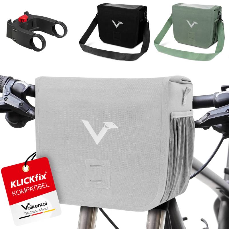 Valkental® x KLICKfix® - wasserdichte Lenkertasche | 7L Volumen | Robuste Fahrradtasche Lenker mit Magnetverschluss | Inkl. Handyfach | Lenkertasche Fahrrad | Lenkertasche Ebike | KLICKfix kompatibel von Valkental