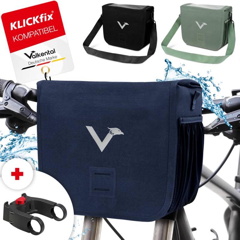 Valkental® x KLICKfix® - wasserdichte Lenkertasche | 7L Volumen | Robuste Fahrradtasche Lenker mit Magnetverschluss | Inkl. Handyfach | Lenkertasche Fahrrad | Lenkertasche Ebike | KLICKfix kompatibel von Valkental