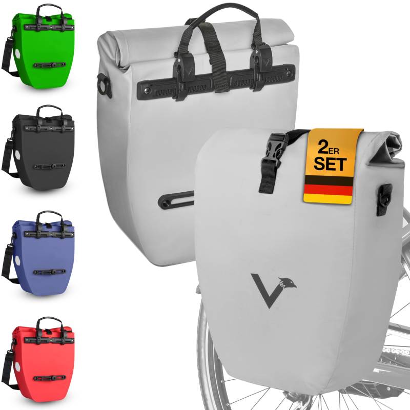 Valkental - Große & wasserdichte Gepäckträgertasche - 20L Füllvolumen - Fahrradtasche für Gepäckträger in Vollreflektierend von Valkental