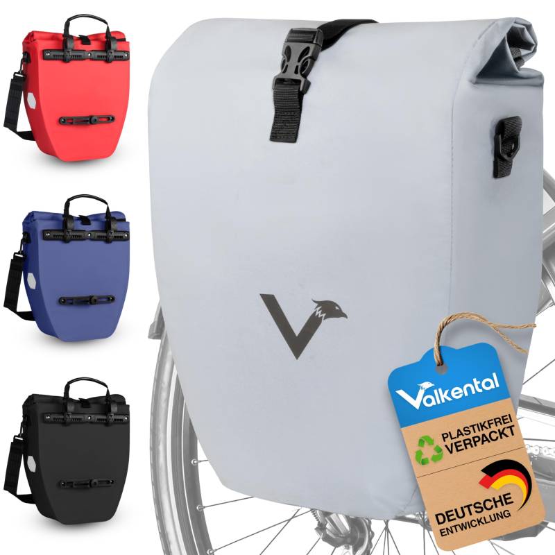 Valkental - Große & wasserdichte Gepäckträgertasche - 20L Füllvolumen - Fahrradtasche für Gepäckträger in Vollreflektierend von Valkental