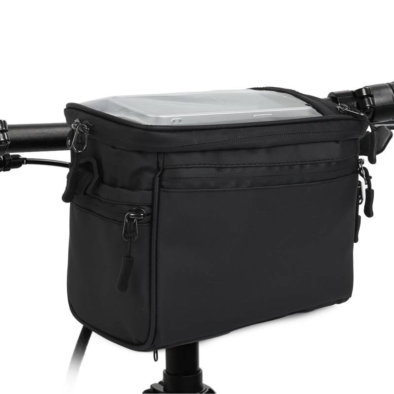 Valleycomfy 5L Fahrradkorb vorne Tasche, Wasserdichter Fahrradkorb Tasche mit Touchscreen und Abnehmbarem Schultergurt für alle Handy,Schwarz von Valleycomfy