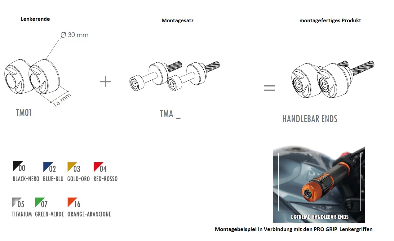 Lenkerenden ValterMoto "EXTREME" für Aprilia RSV 1000 Tuono / Tuono 1000 R Bj. 2003-2010 Aluminium von ValterMoto