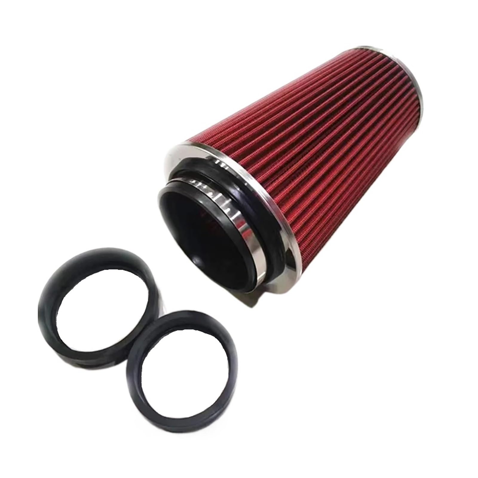 Auto Lufteinlässe 76/89/101 MM Universal Auto Teile Auto Luftfilter High Flow Ansaugfilter Ansaugfilter Sport Power Mesh Kegel Kaltluft-Induktions-Kit Auto Ansaugrohr(Long red) von Vamhhx