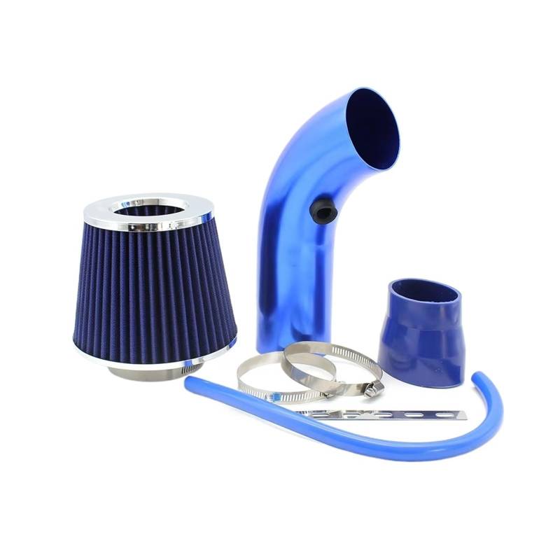 Auto Lufteinlässe Hoher Durchfluss Hoher Kaltluftfilter Aluminiumrohr-Set 76 Mm Für Nachgerüstete Winter-Pilzkopf-Luftfilter Ansaugrohrfilter Auto Ansaugrohr(Blue) von Vamhhx