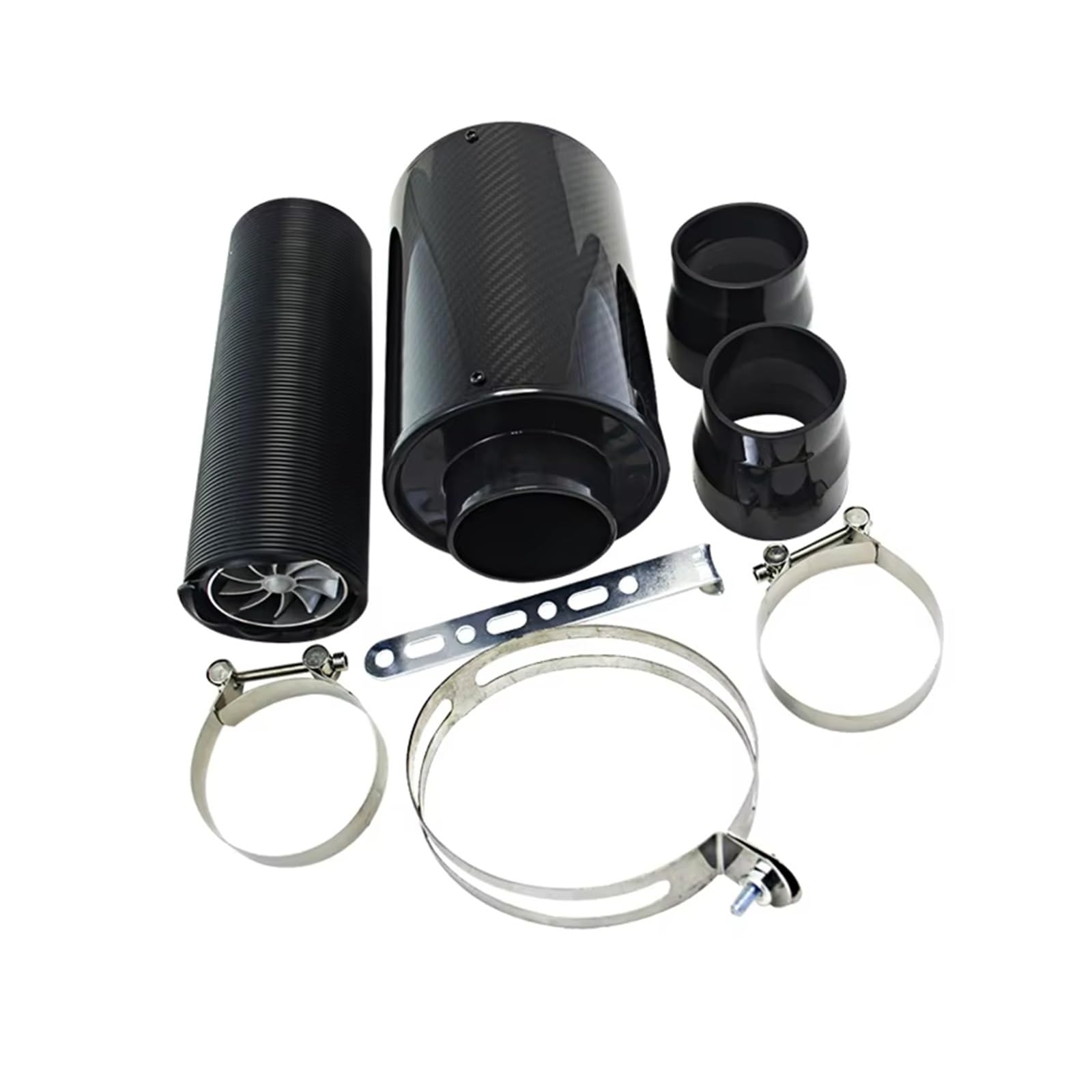 Auto Lufteinlässe Lufteinlass-Kit Luftfilterkasten/ODER OHNE LÜFTER Lufteinlass Mit Lüfter Universal Racing Carbon Fiber Cold Feed Induction Kit Auto Ansaugrohr(with Fan) von Vamhhx