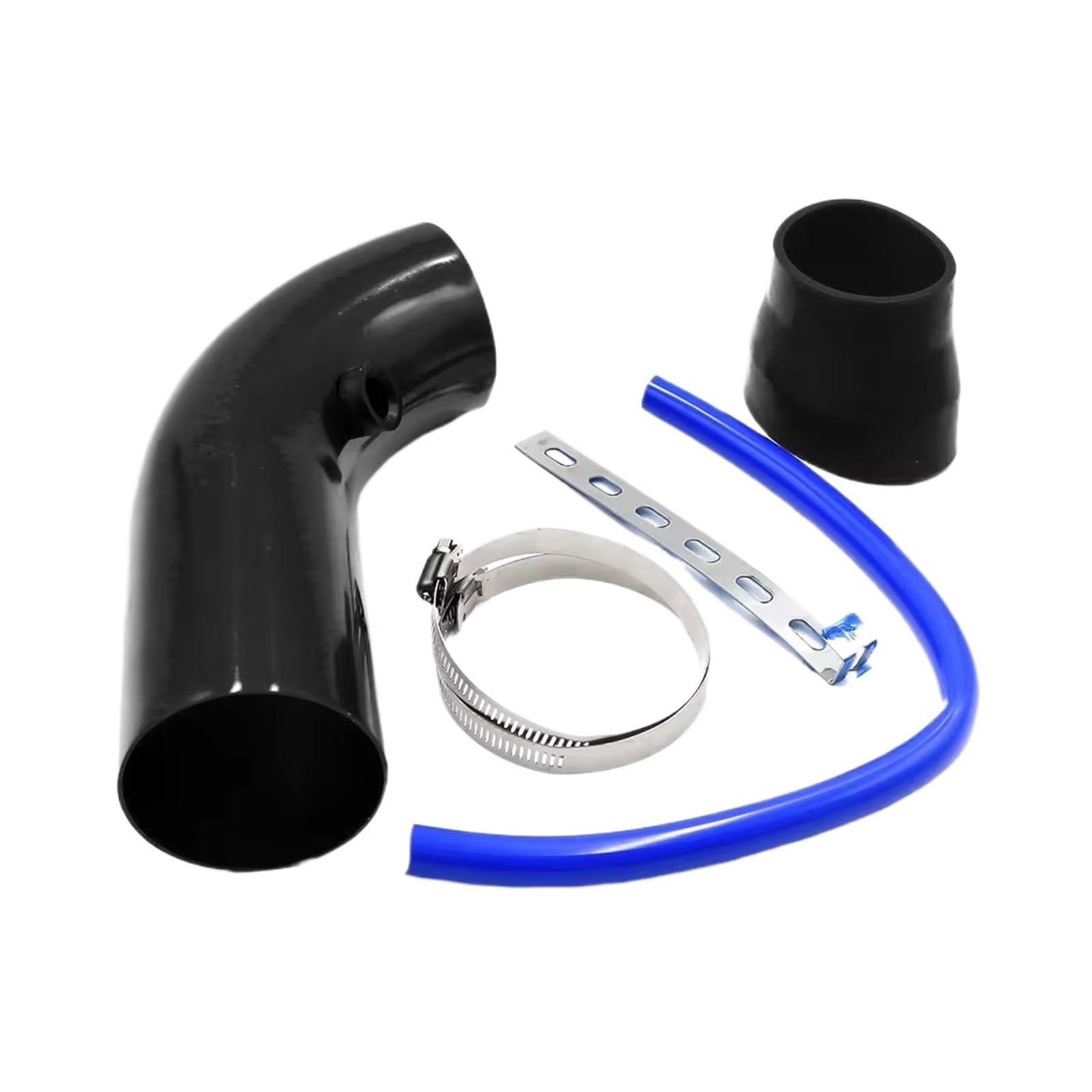 Auto Lufteinlässe Universal Aluminium Auto Luftansaugrohr Kit Rohre Kaltluftansaugsystem Kanalrohr Kit Luftfilter 3'' Zoll 76mm Auto Ansaugrohr(Black) von Vamhhx