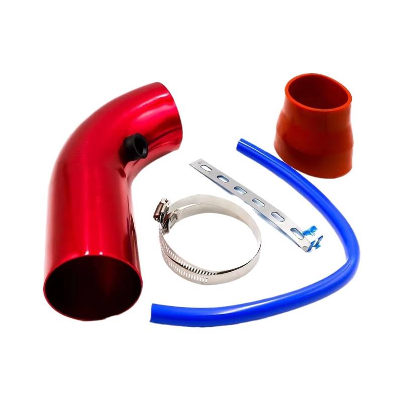 Auto Lufteinlässe Universal Aluminium Auto Luftansaugrohr Kit Rohre Kaltluftansaugsystem Kanalrohr Kit Luftfilter 3'' Zoll 76mm Auto Ansaugrohr(Red) von Vamhhx