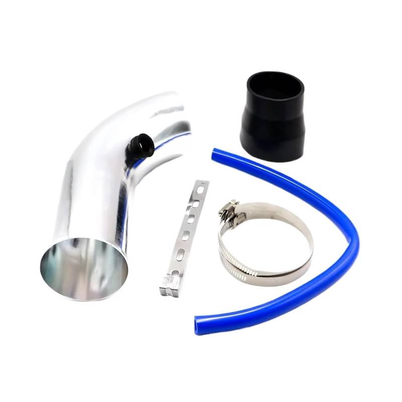 Auto Lufteinlässe Universal Aluminium Auto Luftansaugrohr Kit Rohre Kaltluftansaugsystem Kanalrohr Kit Luftfilter 3'' Zoll 76mm Auto Ansaugrohr(Silver) von Vamhhx