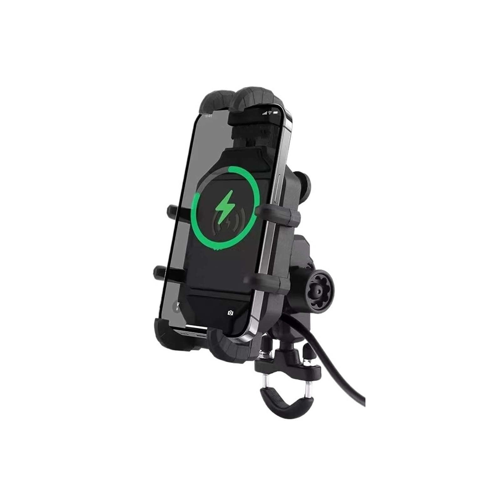 Motorrad GPS Halterung Für 4-7 Zoll Telefon Motorrad Drahtlose Lade Telefon Halter Cradle 3,0 Schnell Für Ladegerät GPS Moto Unterstützung Handy Lenker Halterung Navigations Halterung(Charging- handle von Vamhhx