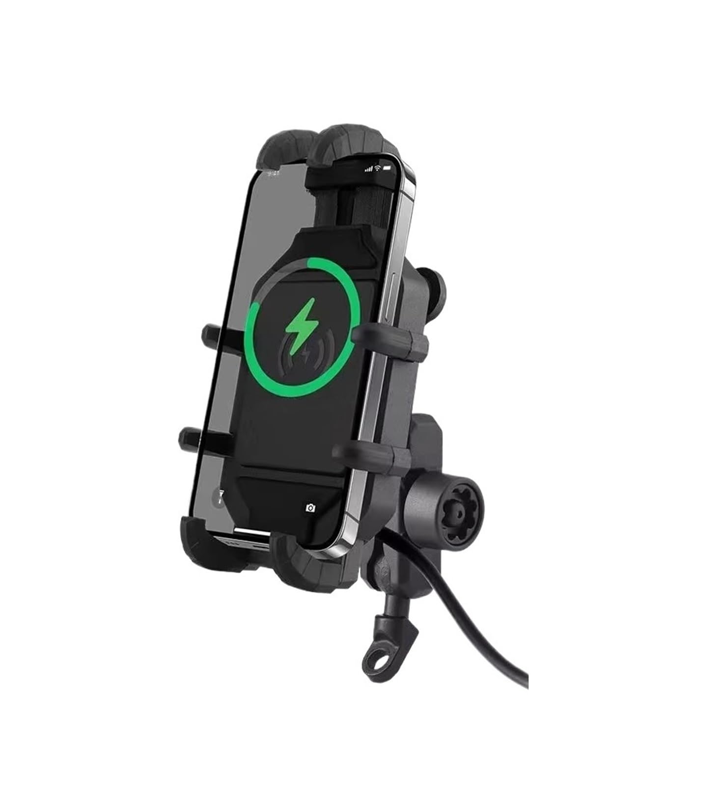 Motorrad GPS Halterung Für 4-7 Zoll Telefon Motorrad Drahtlose Lade Telefon Halter Cradle 3,0 Schnell Für Ladegerät GPS Moto Unterstützung Handy Lenker Halterung Navigations Halterung(Charging - mirro von Vamhhx