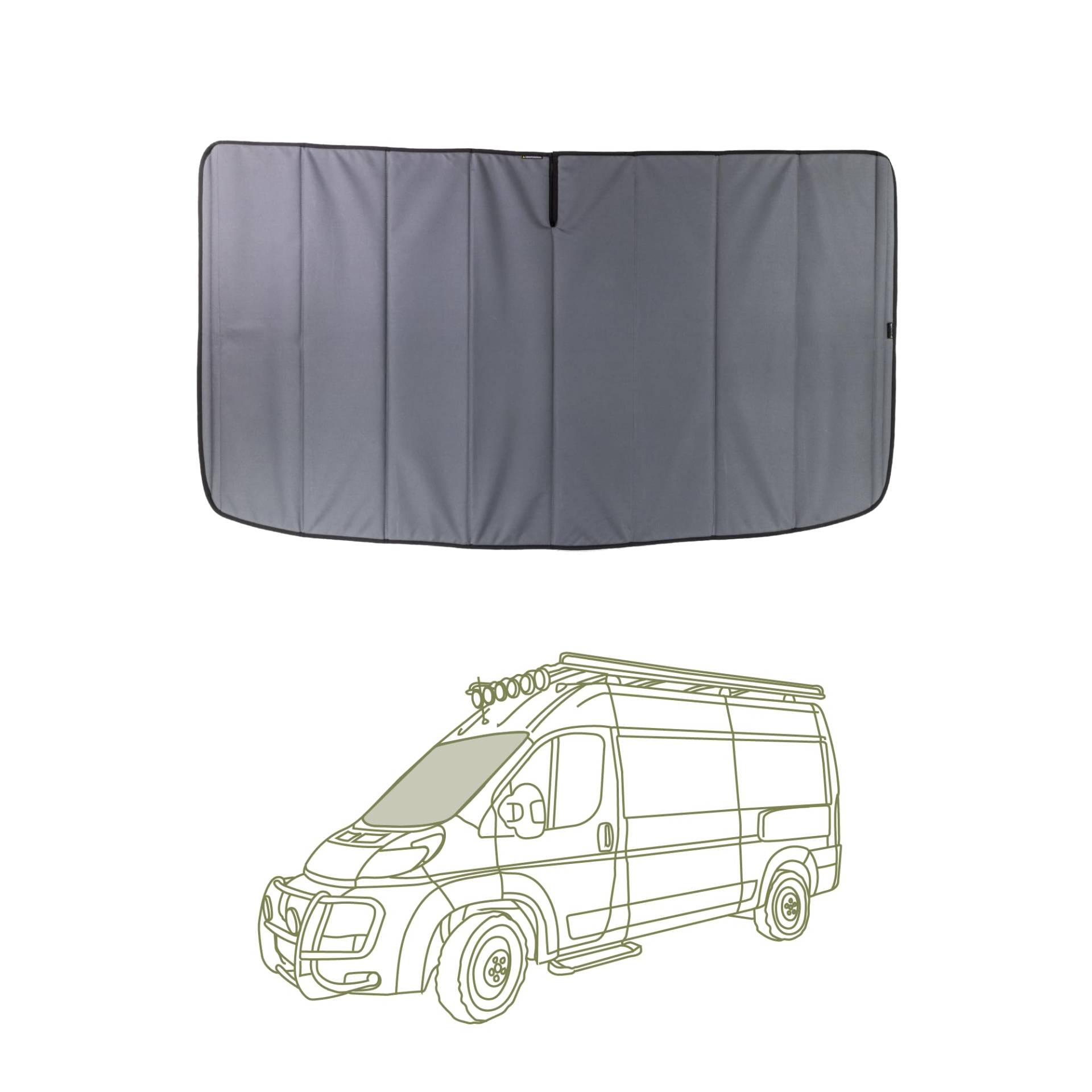 VanEssential Insulated Blackout front windshield cover designed for RAM Promaster van years 2014 to current model - Charcoal Gray von VanEssential