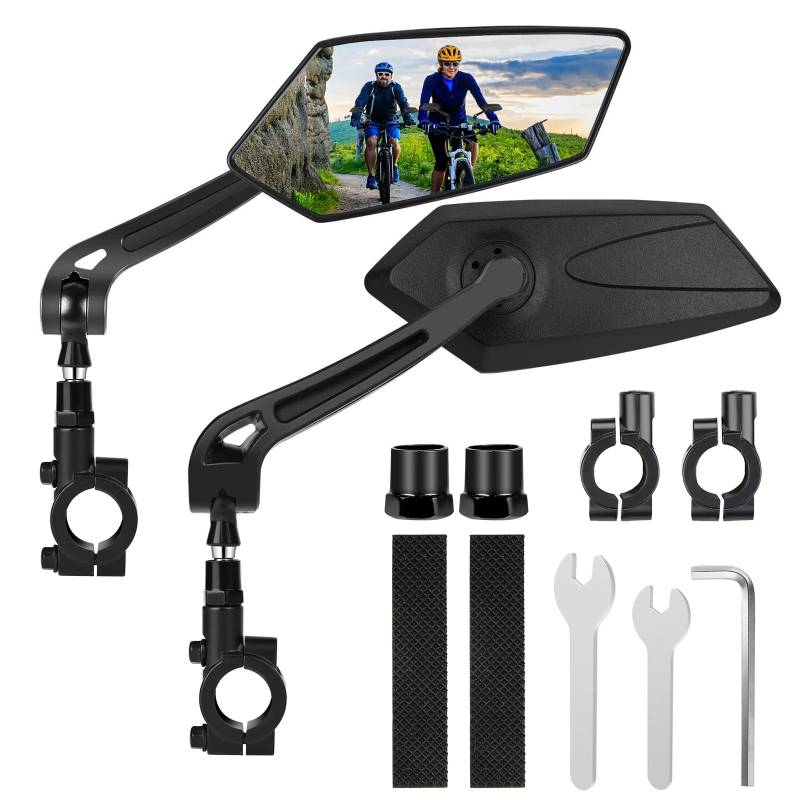 Vankarr Fahrradspiegel für E-bike Links Rückspiegel Fahrrad Ebikes 2 Stück Bike Mirror Spiegel Fahrradlenker Set HD Fahrrad Spiegel Links für Ebikes für 20–24 mm Lenker Fahrradspiegel Klappbar von Vankarr