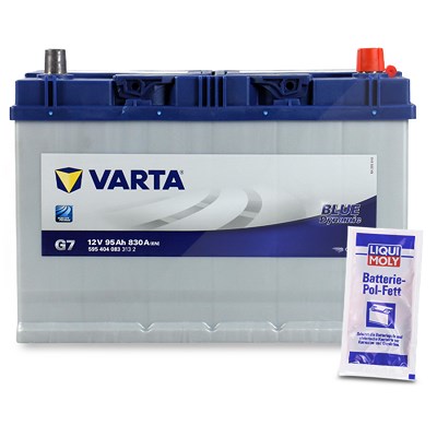 Varta Starterbatterie BLUE dynamic 95 Ah 830 A G7+ 10g LIQUI MOLY Batte für Mitsubishi, Hyundai, Subaru, Suzuki, Nissan, Tata, Metrocab, Jeep, Toyota, von Varta