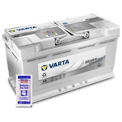 Varta Batterie 95Ah G14 (A5) Silver Dynamic AGM xE + 10g Pol-Fett [Hersteller-Nr. 595901085D852] für Alfa Romeo, Alpina, Aston Martin, Audi, Bentley, von Varta