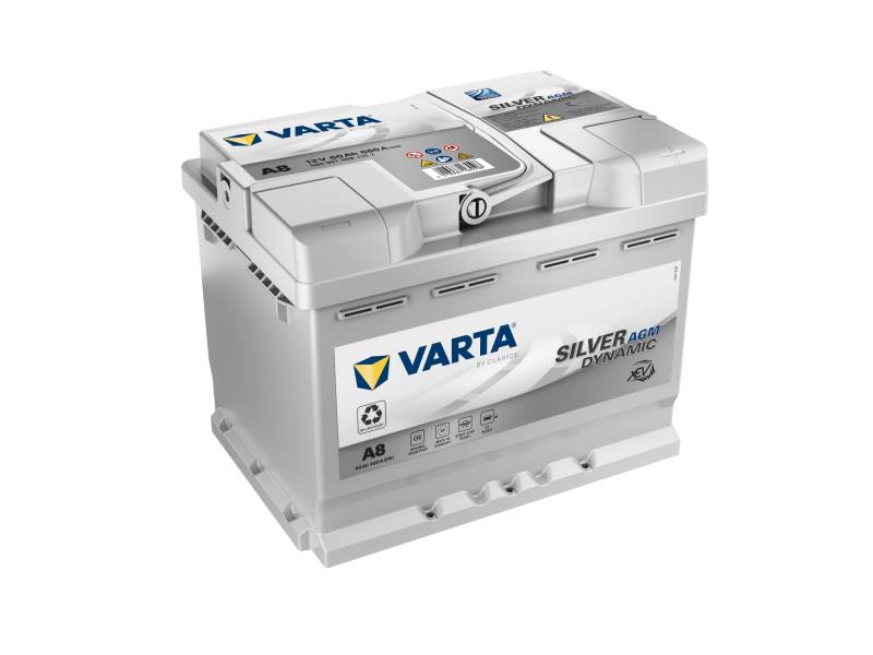 VARTA Silver Dynamic AGM Batterie A8 – Start-Stop und xEV Autobatterie 12V 60Ah 680A – Starterbatterie für Autos mit hohem Energiebedarf von Varta