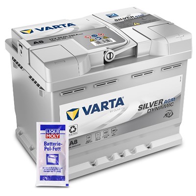 Varta Batterie 60Ah D52 (A8) Silver Dynamic AGM xEV + 10g Pol-Fett [Hersteller-Nr. 560901068D852] für Mitsubishi, Abarth, Saab, Nissan, Porsche, Jagua von Varta