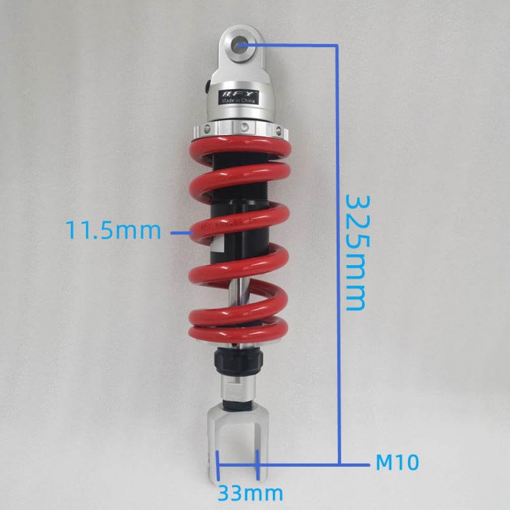 600LBS Einstellbarer Stoßdämpfer, kompatibel mit FZ1 FZ6 R3 GSX750 Z900 CBR125 VT 600 MSX 125(325A33M10 red) von VbCLKG