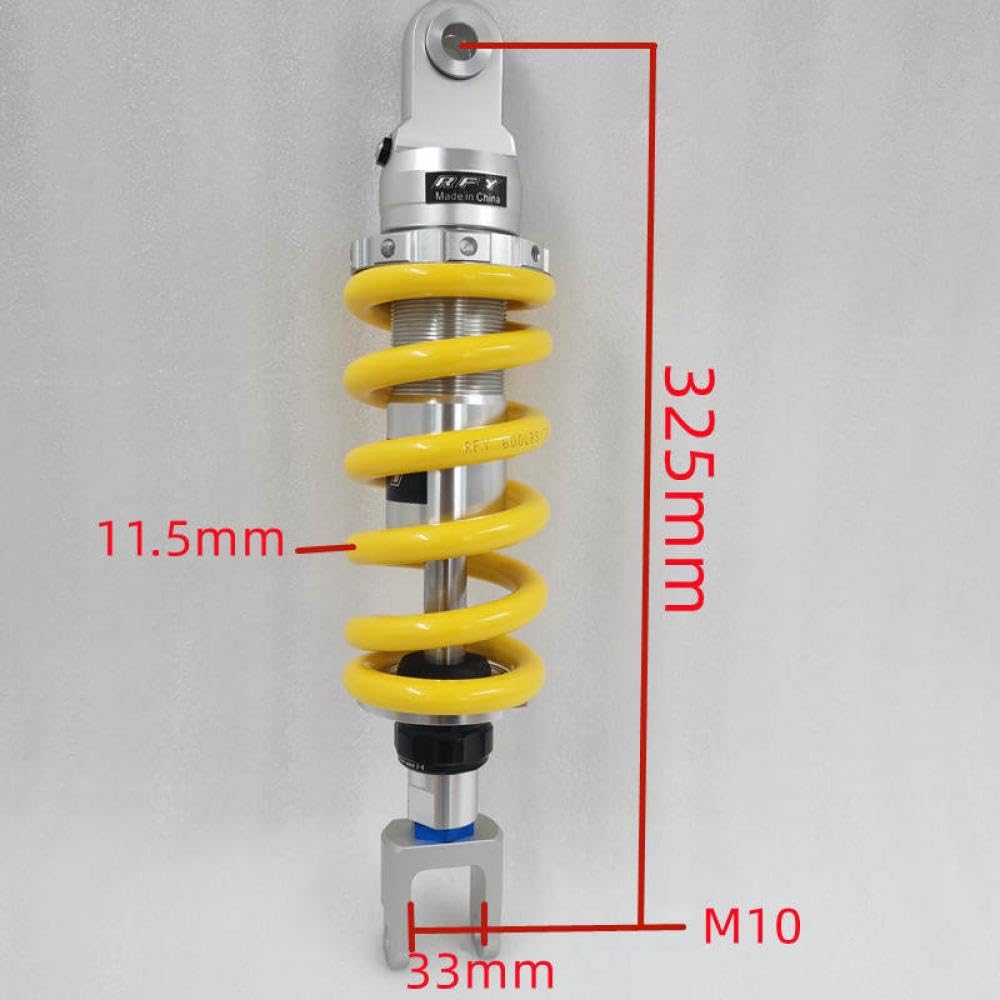 600LBS Einstellbarer Stoßdämpfer, kompatibel mit FZ1 FZ6 R3 GSX750 Z900 CBR125 VT 600 MSX 125(325A33M10 yellow) von VbCLKG