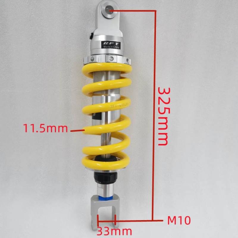 600LBS Einstellbarer Stoßdämpfer, kompatibel mit FZ1 FZ6 R3 GSX750 Z900 CBR125 VT 600 MSX 125(325A33M10 yellow) von VbCLKG