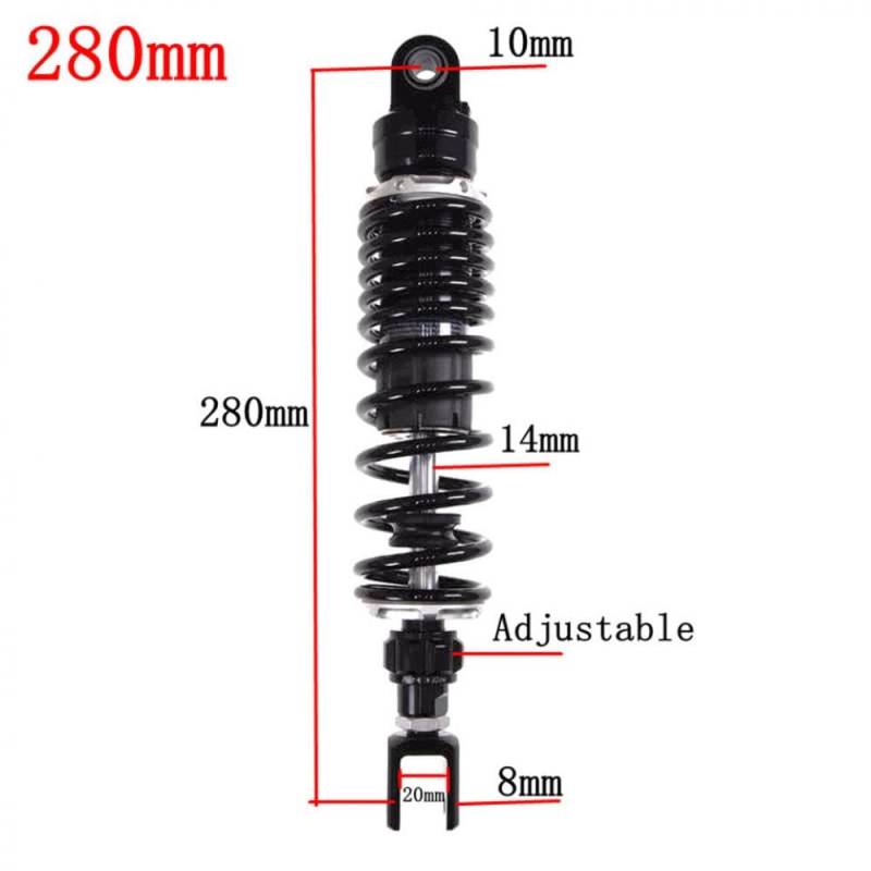 Einstellbare Luftstoßdämpfer-Hinterradaufhängung Kompatibel mit Motorräder von 270 mm bis 360 mm, kompatibel mit verschiedenen Marken(280mm Black Fork) von VbCLKG