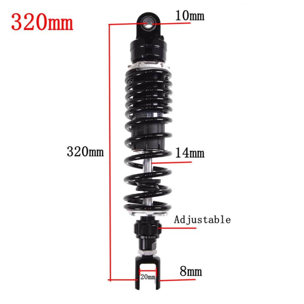 Einstellbare Luftstoßdämpfer-Hinterradaufhängung Kompatibel mit Motorräder von 270 mm bis 360 mm, kompatibel mit verschiedenen Marken(320mm Black Fork) von VbCLKG