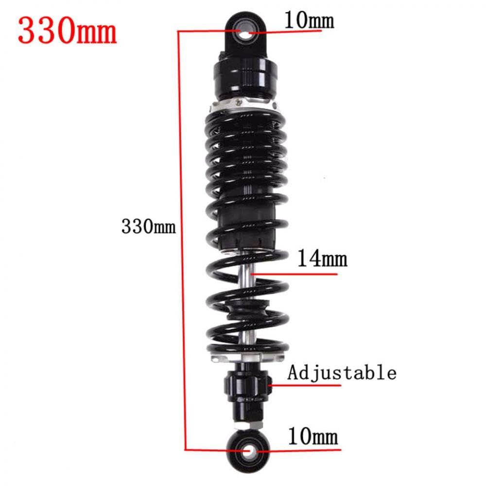 Einstellbare Luftstoßdämpfer-Hinterradaufhängung Kompatibel mit Motorräder von 270 mm bis 360 mm, kompatibel mit verschiedenen Marken(330mm Black Round) von VbCLKG