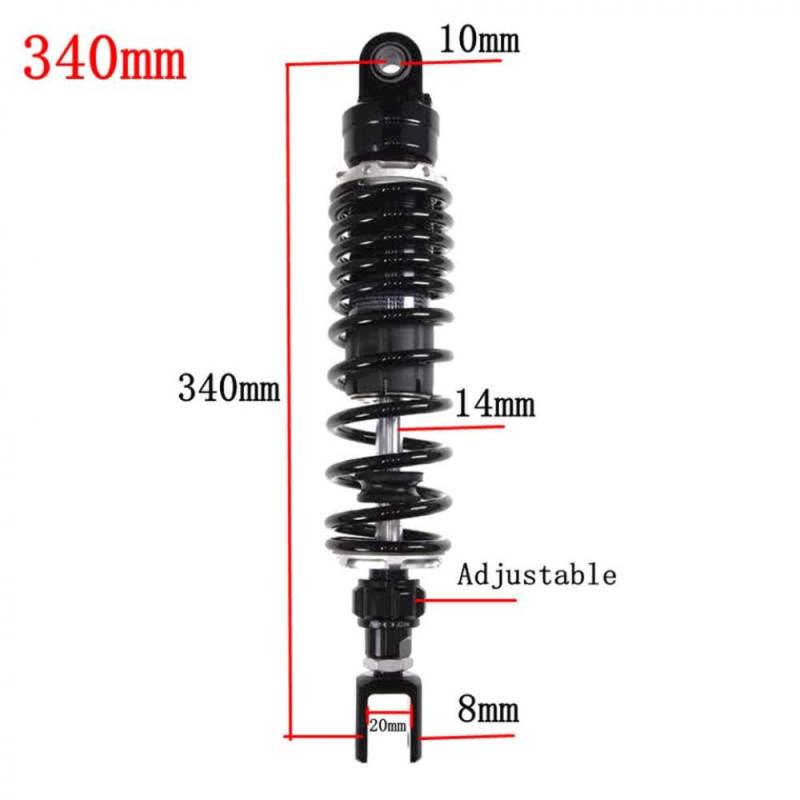 Einstellbare Luftstoßdämpfer-Hinterradaufhängung Kompatibel mit Motorräder von 270 mm bis 360 mm, kompatibel mit verschiedenen Marken(340mm Black Fork) von VbCLKG