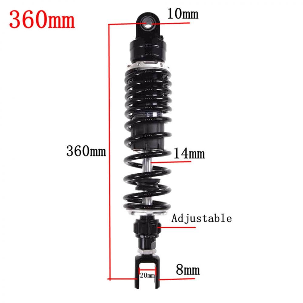 Einstellbare Luftstoßdämpfer-Hinterradaufhängung Kompatibel mit Motorräder von 270 mm bis 360 mm, kompatibel mit verschiedenen Marken(360mm Black Fork) von VbCLKG