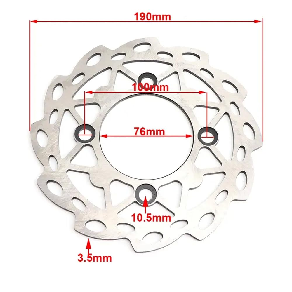 Motorrad-Bremsscheibe vorne 220 mm oder hinten 190 mm Kompatibel mit 110 125 140 150 160 cc, kompatibel mit SDG BSE Pit Dirt Bikes und Motocross(190mm) von VbCLKG