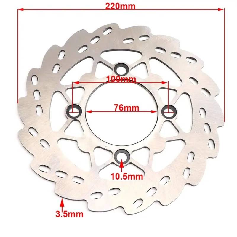 Motorrad-Bremsscheibe vorne 220 mm oder hinten 190 mm Kompatibel mit 110 125 140 150 160 cc, kompatibel mit SDG BSE Pit Dirt Bikes und Motocross(220mm) von VbCLKG