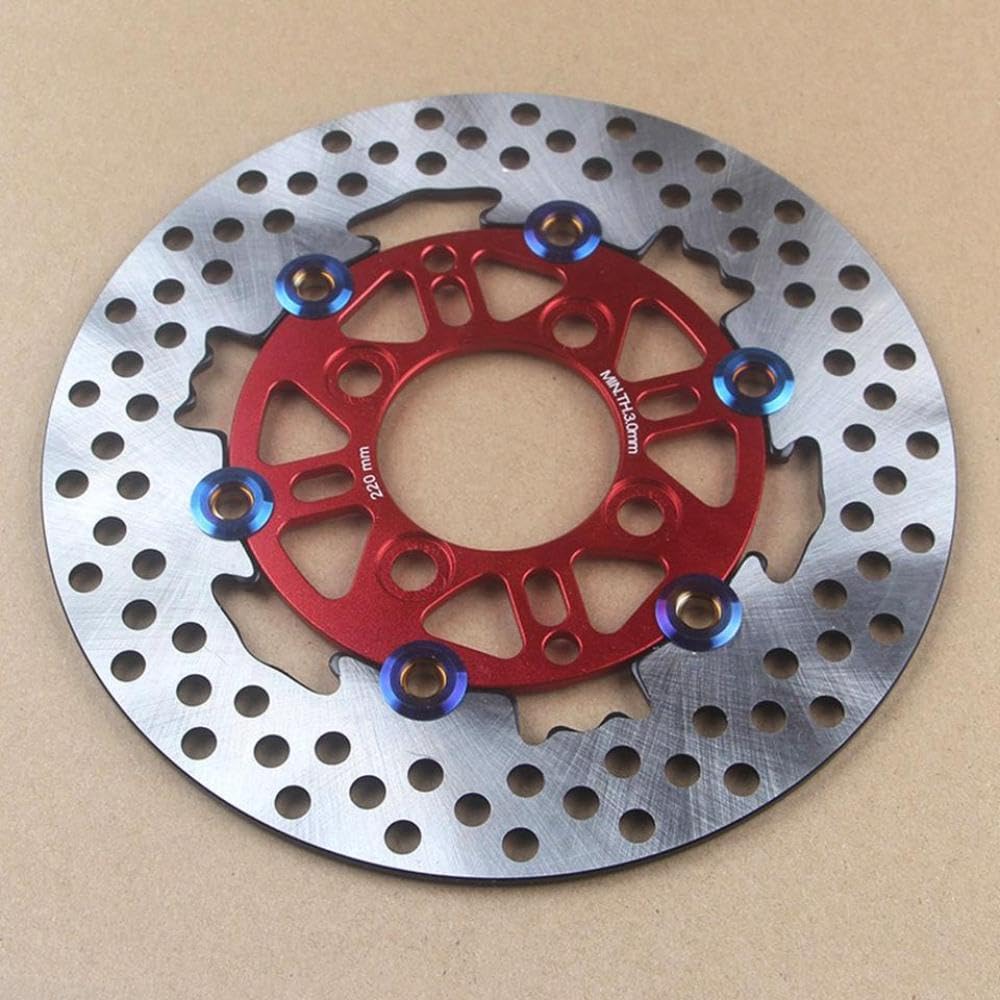 Schwimmende CNC-Bremsscheibe mit 4 Löchern, 220 mm x 55 mm Teilung, Kompatibel mit kompatible Motorradmodelle MSX125 M3 M5 M6 Z6 Electric Monkey Modify(Red floating disc) von VbCLKG