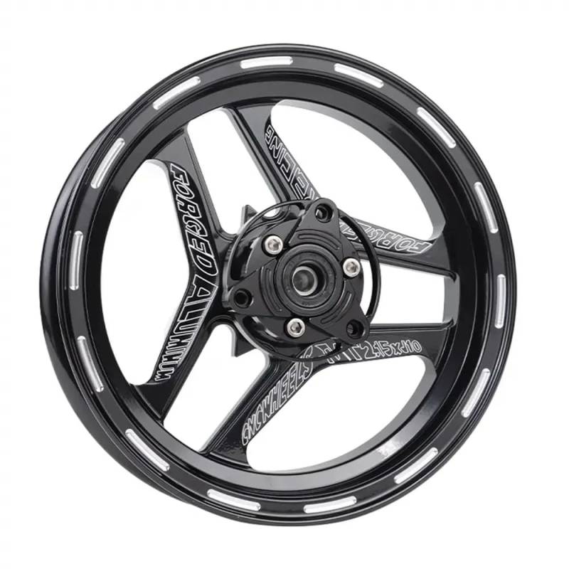 Universelle 10x2,15 Motorrad-Vorderfelgen im Chrysanthemen-Stil Kompatibel mit Einzelscheibenbremse, kompatibel mit NQI N1S U2(Black) von VbCLKG