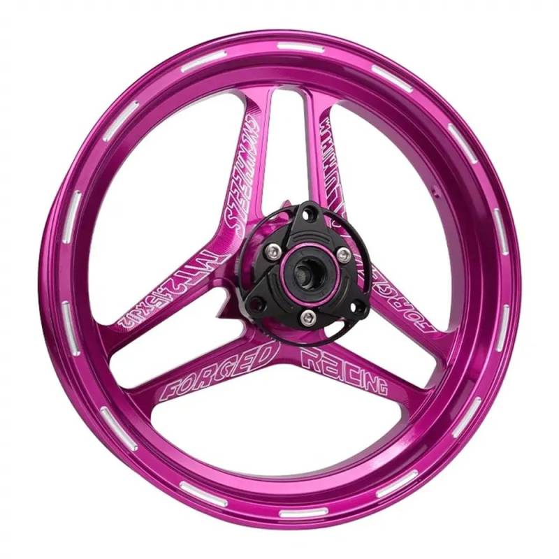 Universelle 10x2,15 Motorrad-Vorderfelgen im Chrysanthemen-Stil Kompatibel mit Einzelscheibenbremse, kompatibel mit NQI N1S U2(Purple) von VbCLKG