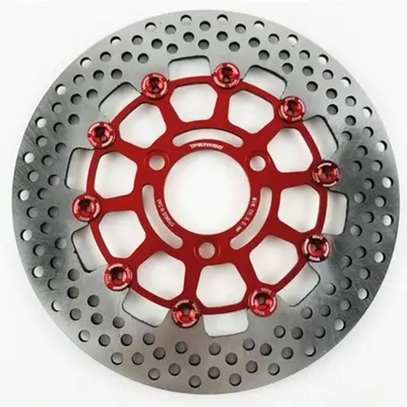 Universelle schwimmende Bremsscheibe aus CNC-Aluminium, 260 x 70 mm, mit 3 Löchern, kompatibel mit Motorradmodellen(Red) von VbCLKG