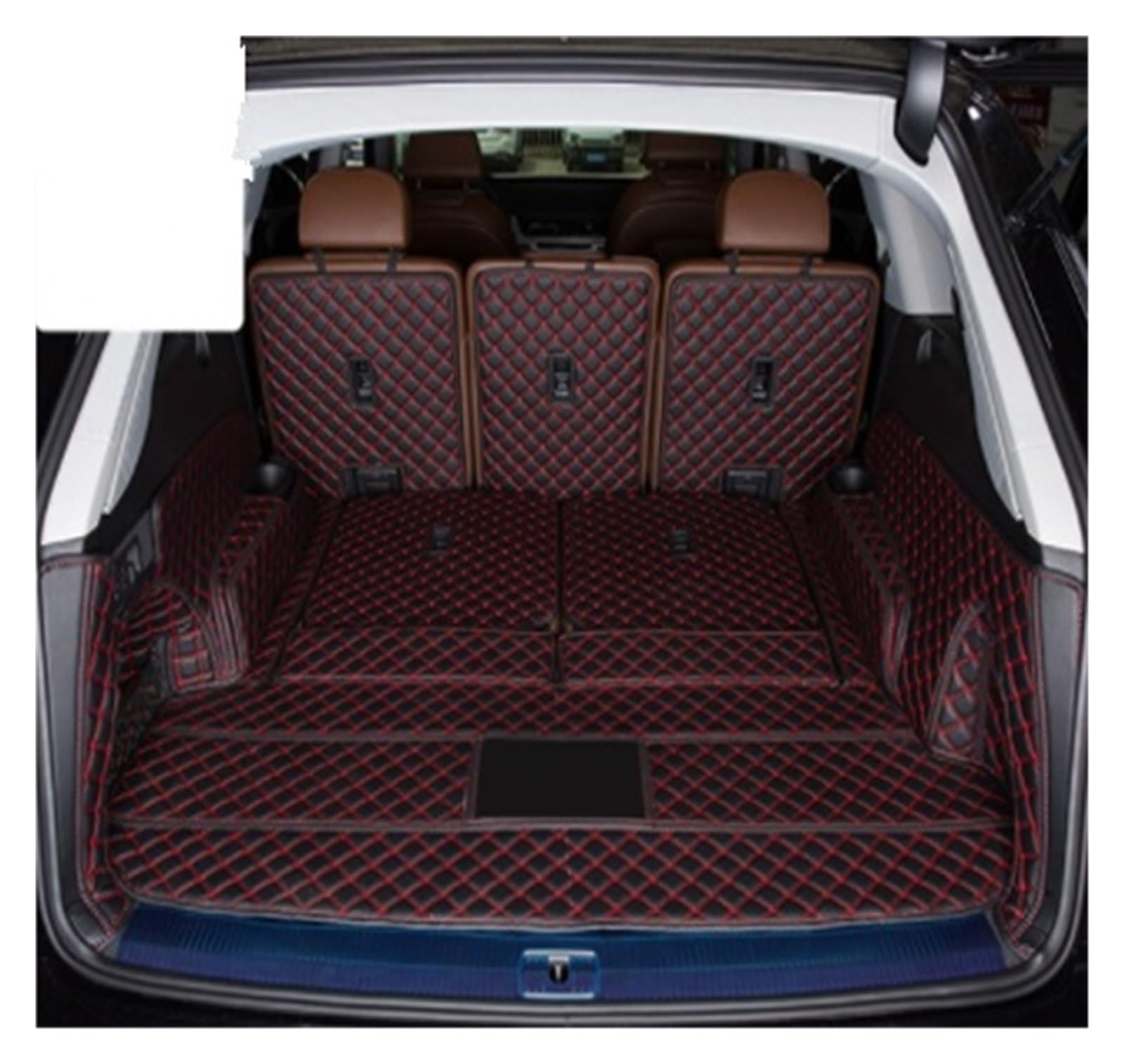 Kofferraumschutz Für Q7 7 Sitzer 2022 Leder Kofferraum Matten Cargo-Liner para Auto Alfombrillas Coche Tapetes para Carro Kofferraum Schutzmatten(Black with red-B) von Vdifsvb