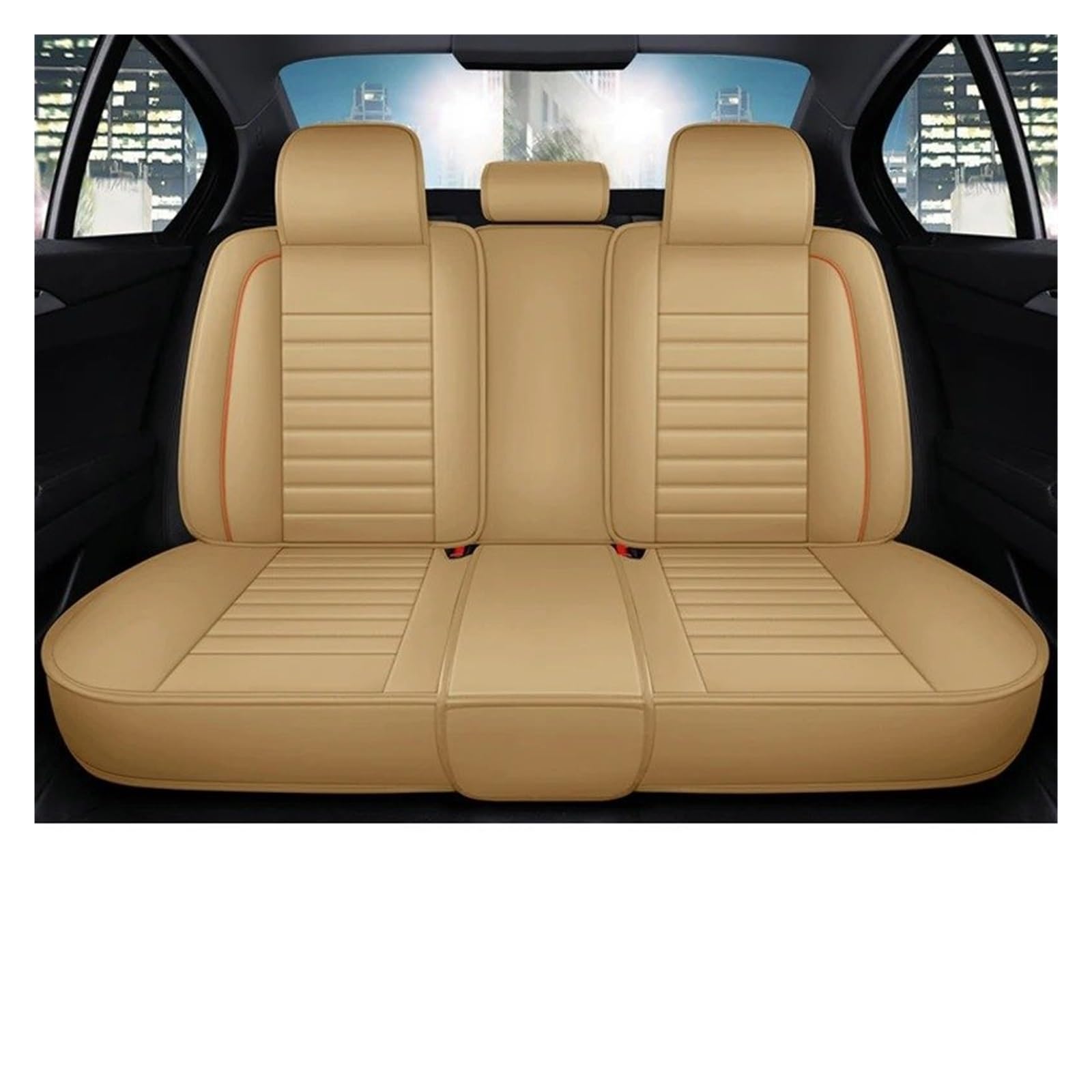 Vdifsvb Autositzbezüge Für FIAT Für Grande Für Punto Für Albea 500x Für Bravo Universeller Autositzbezug Auto Sitzbezüge(Rear Seats-Beige) von Vdifsvb