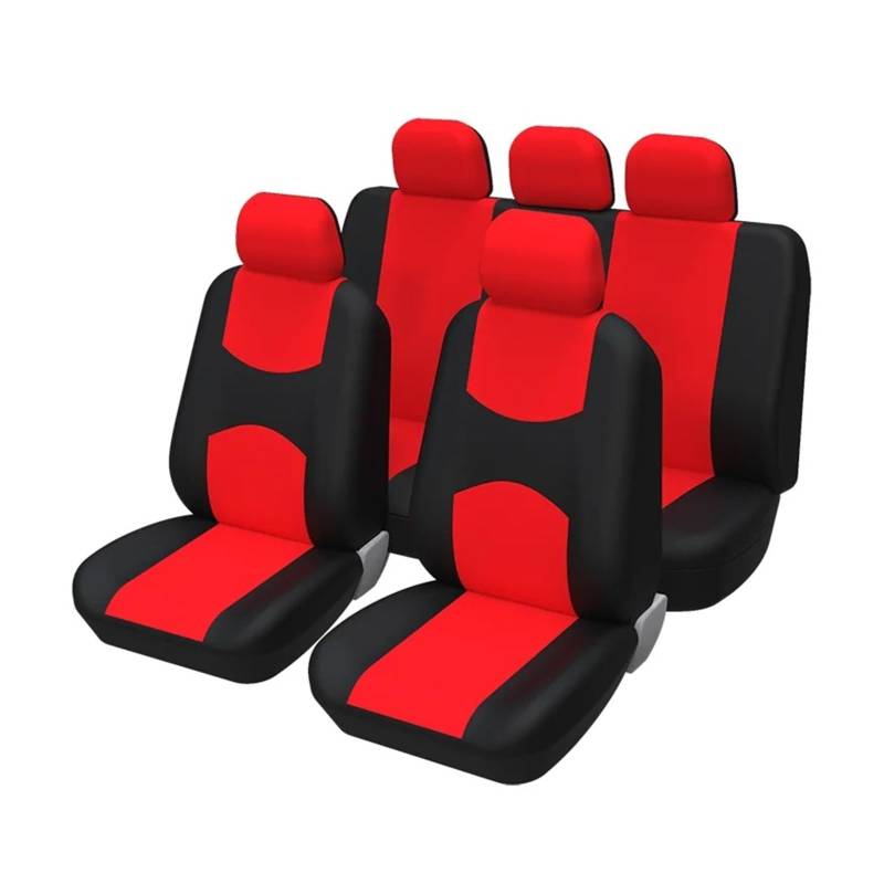 Vdifsvb Autositzbezüge Für Ford Für Fiesta Mk5 Universal-Autositzbezüge-Set Vorne Und Hinten Komplett Mit Kopfstützenbezügen Auto Sitzbezüge(RED) von Vdifsvb