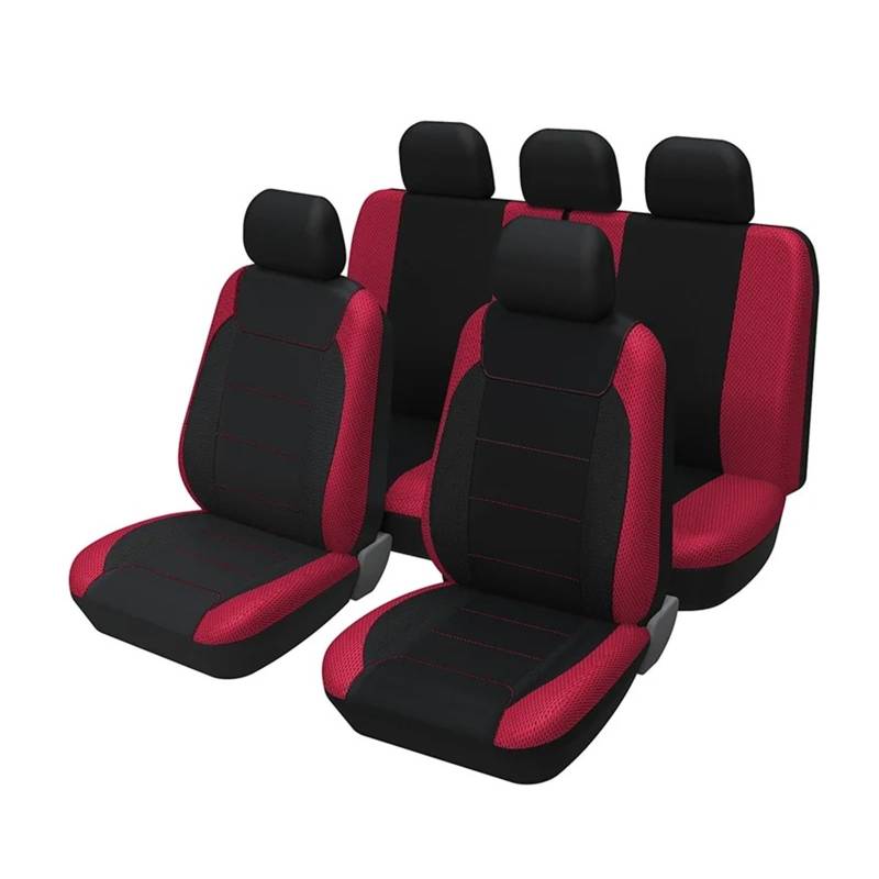 Vdifsvb Autositzbezüge Für Huindai Für I30 Komplettset Autositzbezüge Polyester-Sandwichmaterial Universal Für 5-Autositzer-Schutz Auto Sitzbezüge(9Piece Black and Red) von Vdifsvb