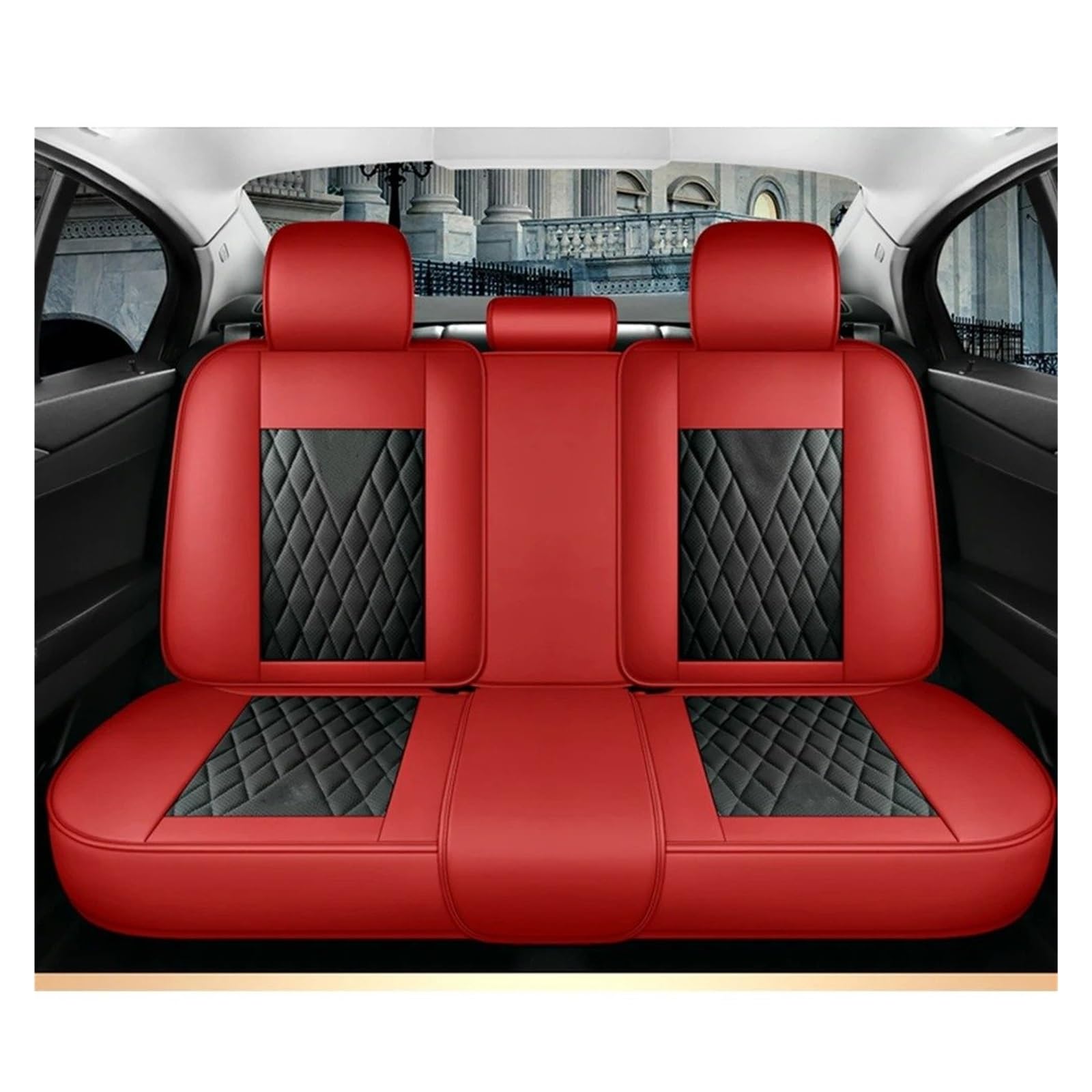 Vdifsvb Autositzbezüge Für Jeep Für Cherokee WK2 WJ 2004 2014 Für Patriot Für Wrangler Für Compass 2007 2019 Für Renegade Für Grand Autositzbezug Auto Sitzbezüge(Black Red Rear) von Vdifsvb