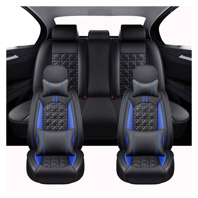 Vdifsvb Autositzbezüge Für Kia Für Picanto Universal Full Set Autositzbezüge Autozubehör Auto Sitzbezüge(Luxurious-Black Blue) von Vdifsvb