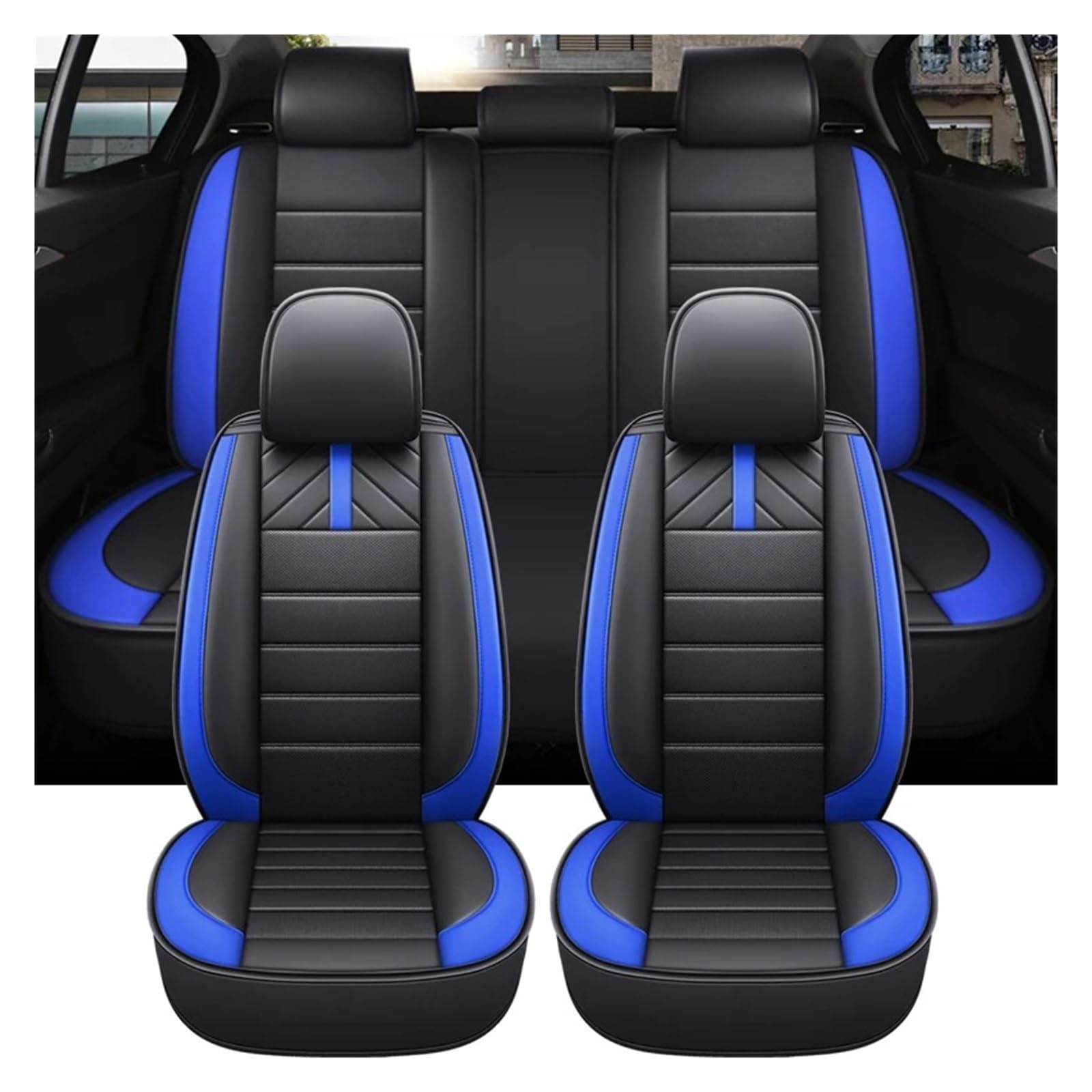 Vdifsvb Autositzbezüge Für Nissan Für Juke Auto Sitzkissen Abdeckung Full Set Universal Leder Zubehör Innen Auto Sitzbezüge(D-5 Piece) von Vdifsvb