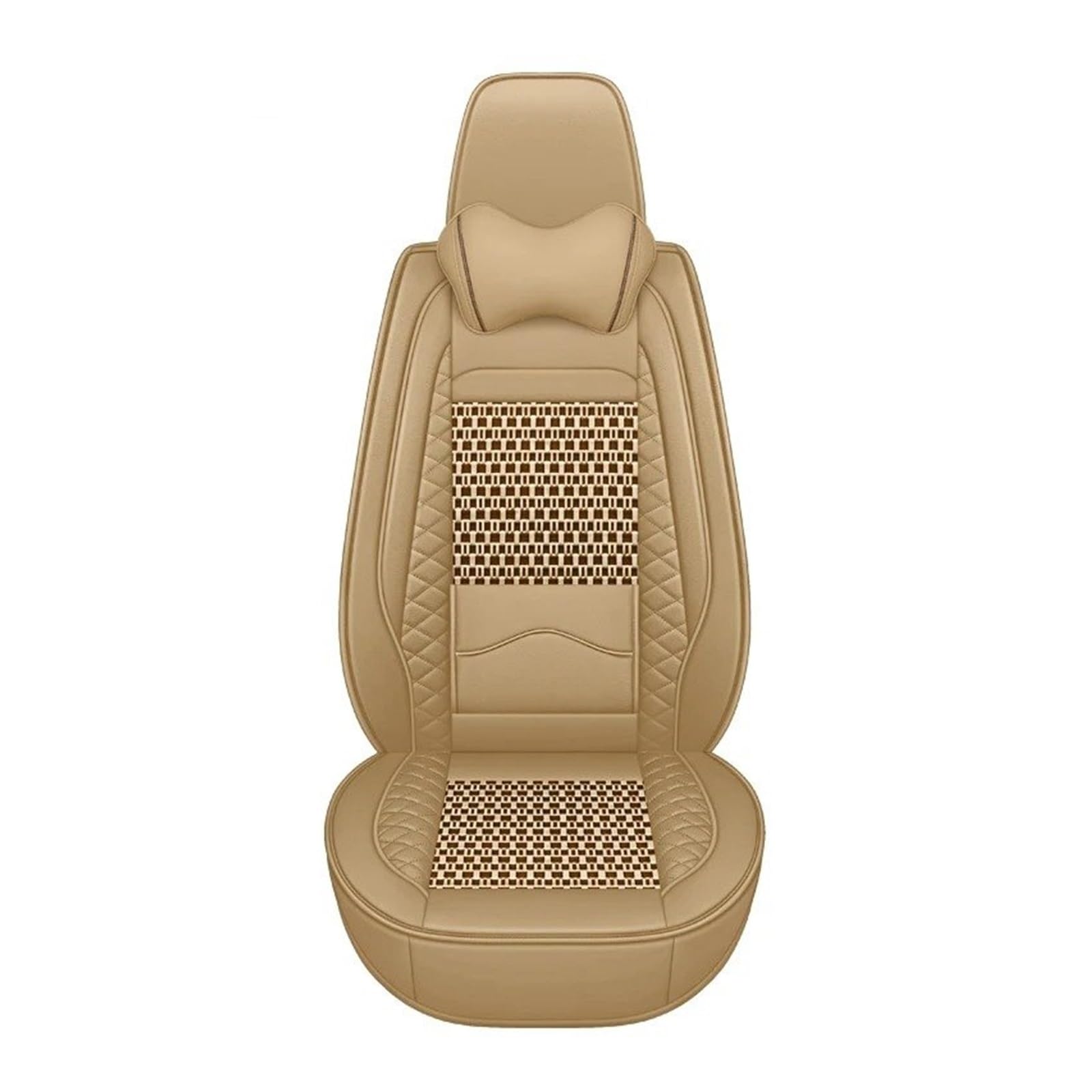 Vdifsvb Autositzbezüge Für SEAT Alle Modelle Für Leon Für Ibiza Für Tarraco Für Ateca Für Arona Für Altea Atmungsaktiver Autositzbezug Aus Eisseide Aus Leder Auto Sitzbezüge(Beige Pillow) von Vdifsvb