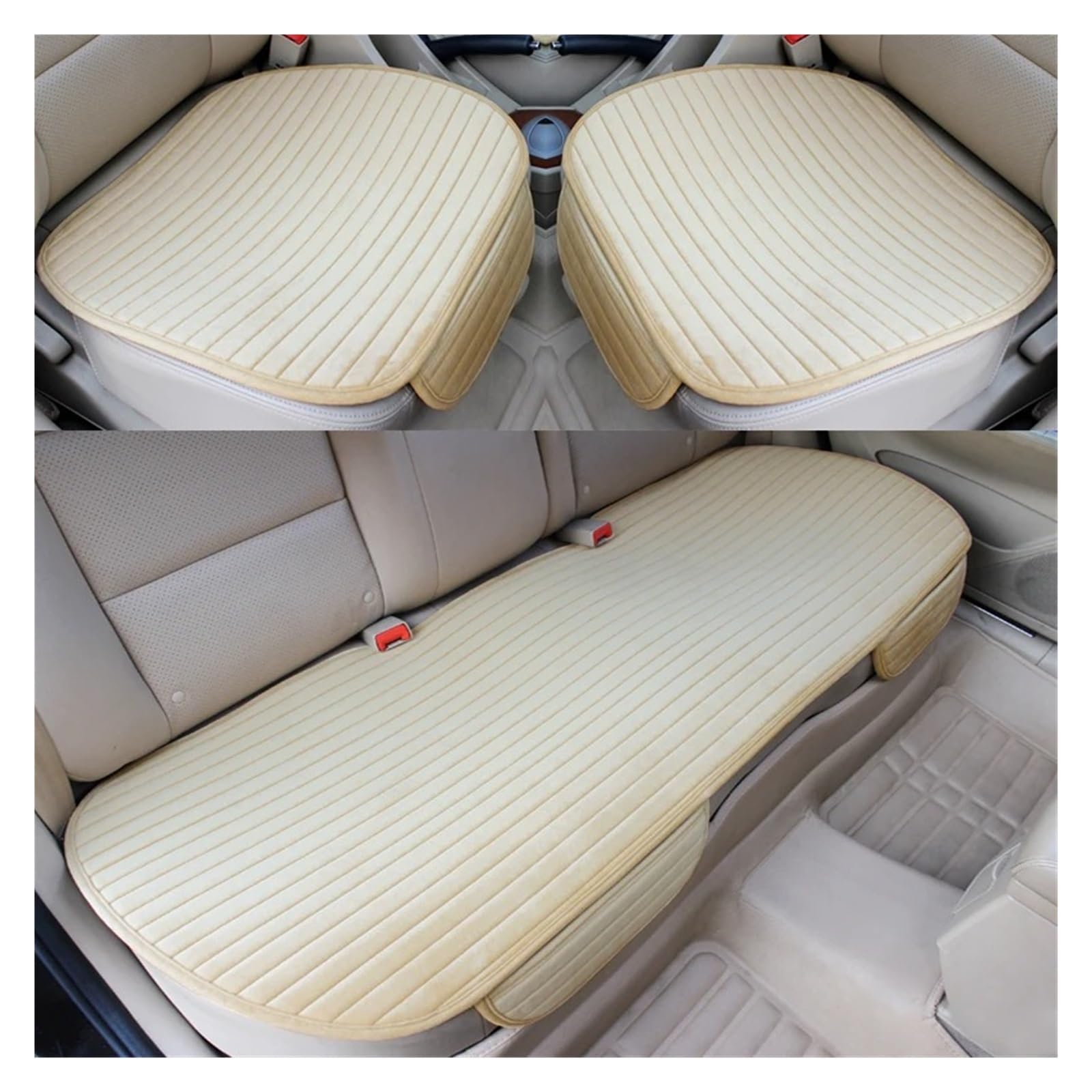 Vdifsvb Autositzbezüge Universal Auto Sitz Abdeckung Für Vorne Hinten Stuhl Protector Sitz Kissen Pad Matte Nicht Gleiten Auto Sitzbezüge(3 Piece beige) von Vdifsvb