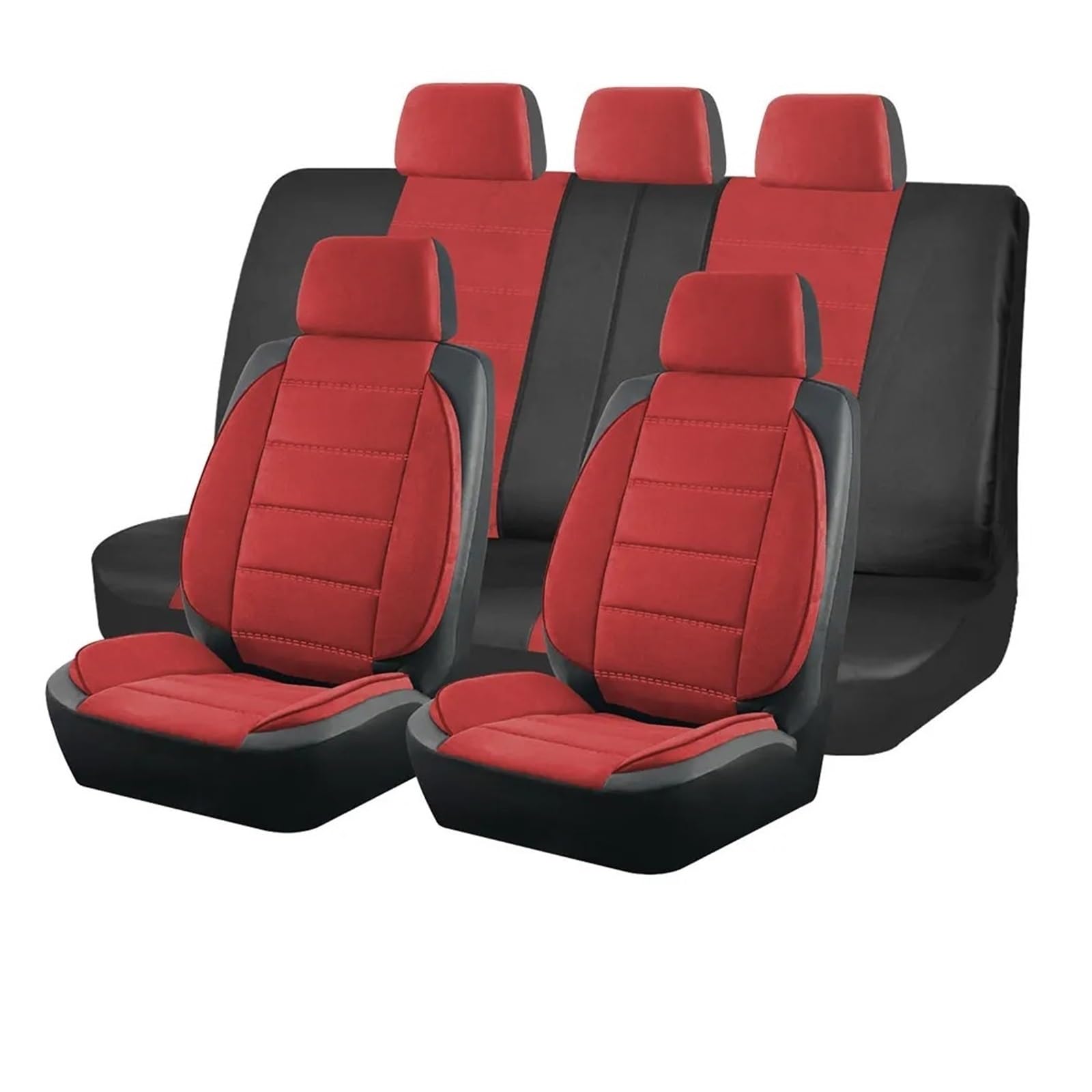 Vdifsvb Autositzbezüge Universal Autositzbezüge Seite Stereo Modellierung Leder Fluff Fit Für Die Meisten Auto Zubehör Innen Auto Sitzbezüge(Red 5 Seat) von Vdifsvb