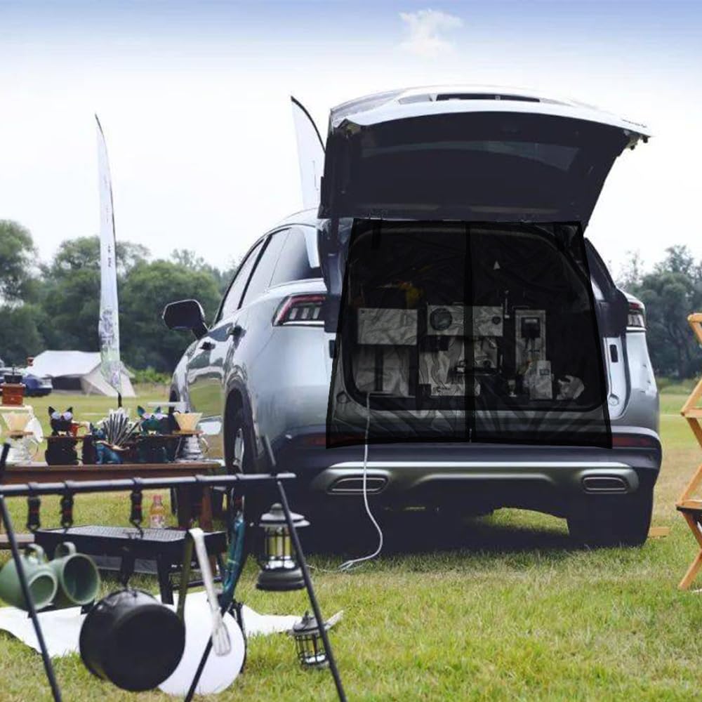 Auto Heckklappe Zelt, VeVaad Heckklappe Moskito Sonnenschutz Bildschirm Netz für Auto Fahrzeug Van SUV Kofferraumtür Insektenschutz Sichtschutz Vorhang Sommer Accessroies für Camping Schlafen, von VeVaad