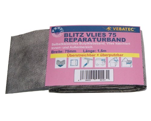 Vebatec Blitz Butyl Reparaturband aus Vlies 75 mm / 1,5 m von Vebatec