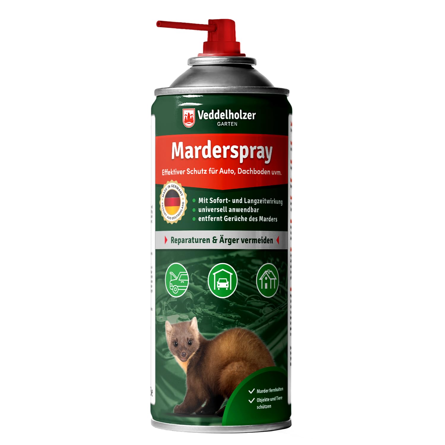 Veddelholzer Marderspray für Auto, Dachboden & Garage | 400 ml | Sofortiger & Langfristiger Schutz für Marder und Objekte durch effektive Marderabwehr | Marderschreck Made in Germany von Veddelholzer