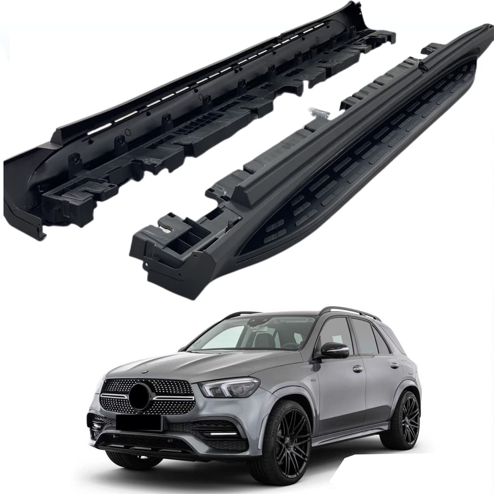 Komplett schwarzes festes Trittbrett, kompatibel mit Mercedes Benz GLE W167 2020–2024, ABS-Aluminium-Seitenstufe, 2 Stück von VeeBrite